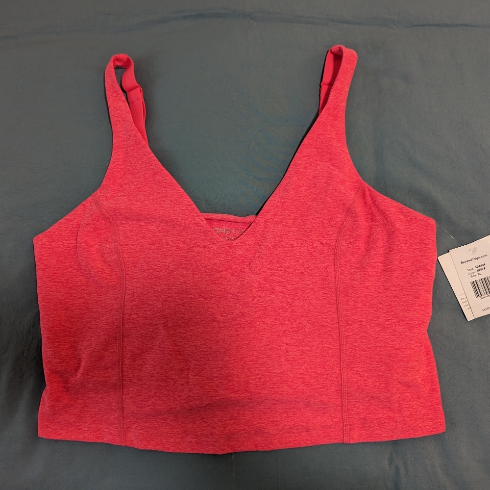NWT! Beyond Yoga Spacedye Always On Cropped Tank Bright Persimmon Heather XL